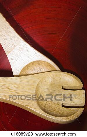 Red wood bowl with wood serving utensils View Large Photo Image Stock Image - Red wood bowl with wood serving utensils. Fotosearch