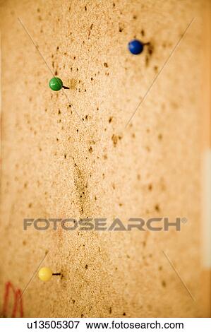 Three Colored Push Pins in Corkboard View Large Photo Image Stock Photo - Three Colored Push Pins in Corkboard. Fotosearch