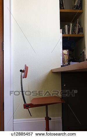 Contemporary Red Chair at Desk View Large Photo Image Stock Photo - Contemporary Red Chair at Desk. Fotosearch