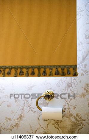 Detail of Toilet Paper Roll and Yellow Curtain View Large Photo Image Stock Photo - Detail of Toilet Paper Roll and Yellow Curtain. Fotosearch