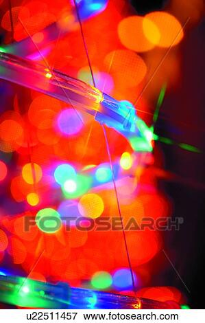 Stock Photo - Christmas Decoration Lights, Close up. Fotosearch