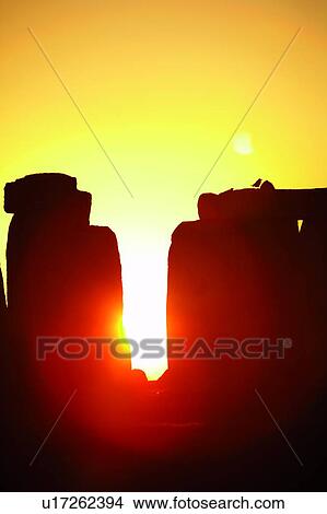 Picture - England, Wiltshire, Stonehenge, Dusk, Close up. Fotosearch