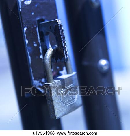 Metal padlock, close-up View Large Photo Image Stock Photo - Metal padlock, close-up. Fotosearch