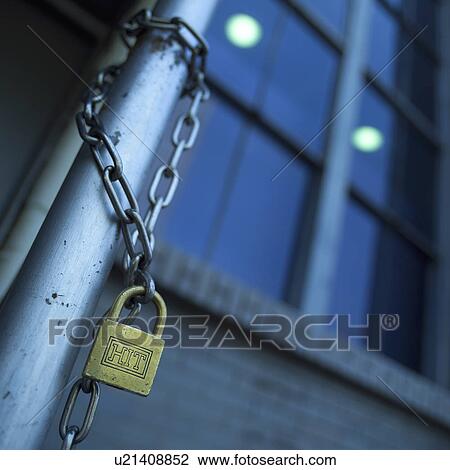 Stock Image - Padlock and chain. Fotosearch