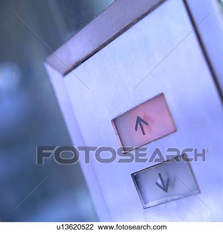 Stock Image - Push button on elevator. Fotosearch