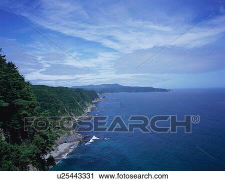 Stock Image - Unosu Cliff in Iwate Prefecture, Japan. Fotosearch