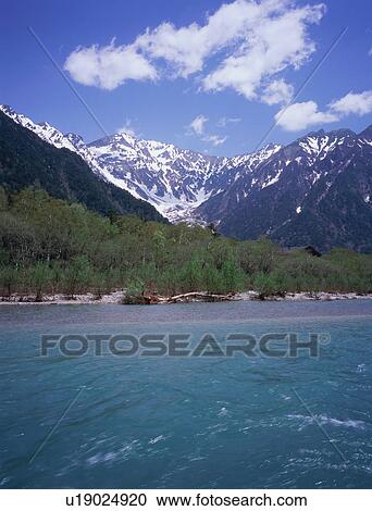 Stock Image - Azusa River in Kamikochi, Nagano Prefecture, Japan. Fotosearch