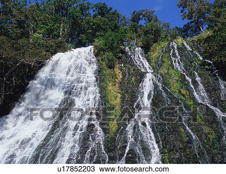 Stock Image - Osinkosin Waterfall, Shiretoko, Hokkaido, Japan. Fotosearch
