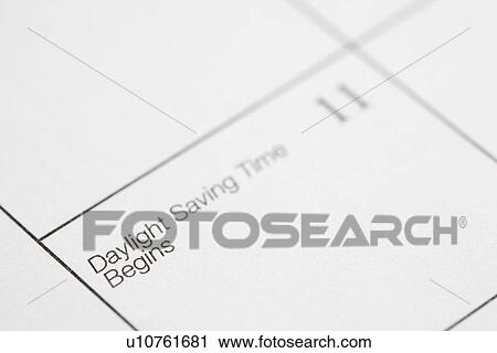 Stock Image - calendar displaying Daylight Savings Time. Fotosearch