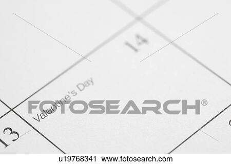 Stock Image - Close up of calendar displaying Valentines Day. Fotosearch
