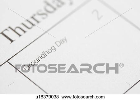 Stock Photo - Close up of calendar displaying Groundhog Day. Fotosearch