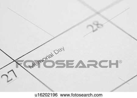 Close up of calendar displaying Memorial Day View Large Photo Image Stock Photograph - Close up of calendar displaying Memorial Day. Fotosearch