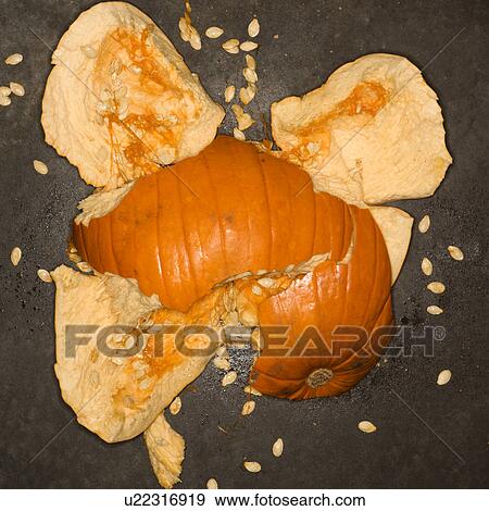 Pumpkin smashed on concrete floor. View Large Photo Image Stock Photo - Pumpkin smashed on concrete floor.. Fotosearch