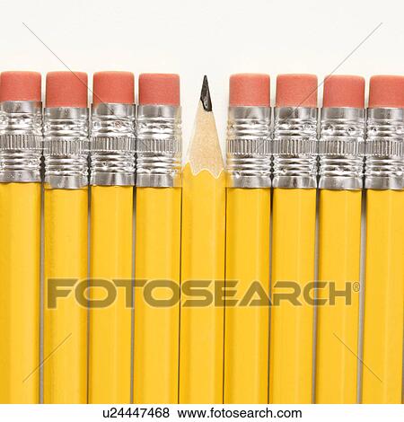 Even row of eraser ends of pencils except for one that has the pointed end up. View Large Photo Image Stock Photo - Even row of eraser ends of pencils except for one that has the pointed end up.. Fotosearch
