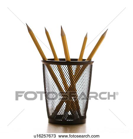 Five pencils in a wire mesh pencil holder View Large Photo Image Stock Image - Five pencils in a wire mesh pencil holder. Fotosearch