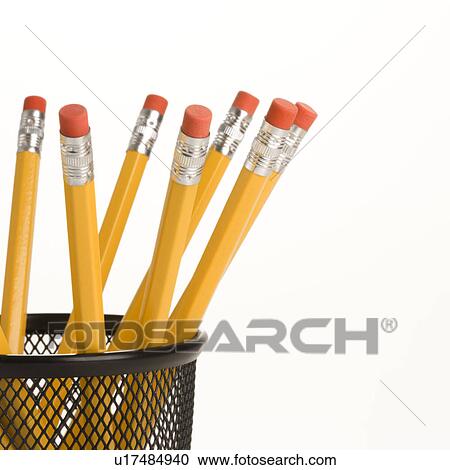 Group of pencils in a pencil holder with eraser ends up View Large Photo Image Stock Image - Group of pencils in a pencil holder with eraser ends up. Fotosearch