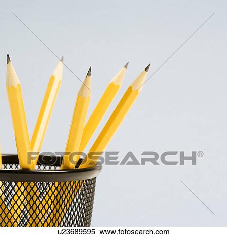 Stock Photography - Group of pencils in pencil holder. Fotosearch