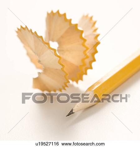 Sharp pencil next to spiral pencil shavings View Large Photo Image Stock Photograph - Sharp pencil next to spiral pencil shavings. Fotosearch