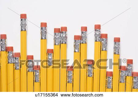 Picture - Uneven row of eraser ends of pencils. Fotosearch