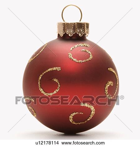 Picture - Still life of red Christmas ornament.. Fotosearch