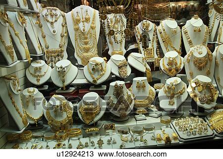 Stock Image - Dubai, gold, souq, souk, sooq, trade, commerce. Fotosearch