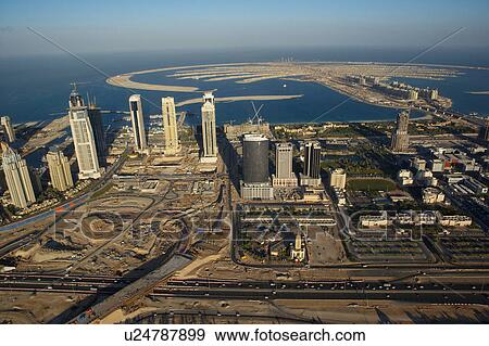 Stock Photo - dubai, aerial, airborne, sky, december, 2006. Fotosearch