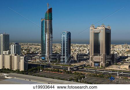 Picture - dubai, aerial, airborne, sky, december, 2006. Fotosearch
