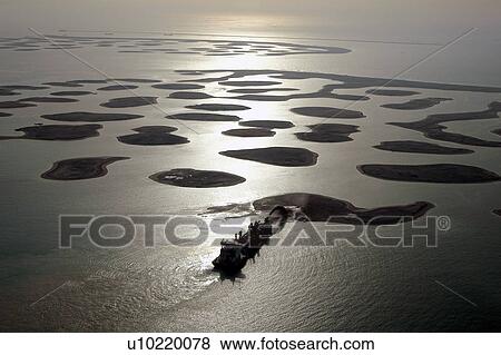 Stock Photo - dubai, aerial, dubai, world, island. Fotosearch
