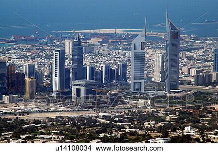 dubai, aerial, sheikh, zayed, road, towers View Large Photo Image Picture - dubai, aerial, sheikh, zayed, road, towers. Fotosearch