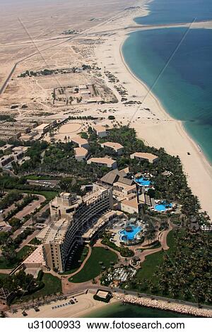 Stock Image - jebel, resort, hotel, aerial, view. Fotosearch