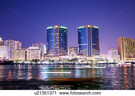 dubai, creek, deira, evening, reflection View Large Photo Image Stock Image - dubai, creek, deira, evening, reflection. Fotosearch