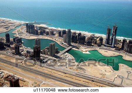 Stock Photo - dubai, aerial, dubai, marina, port, plaisance, towers. Fotosearch