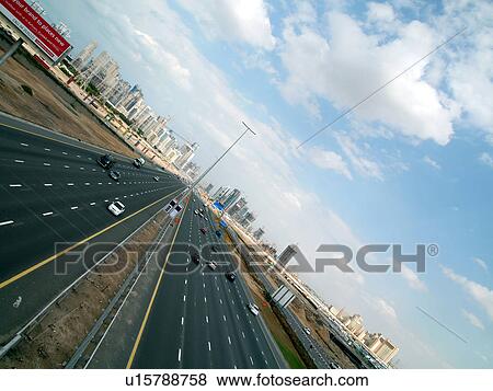 Stock Photo - Dubai, road, motorway, high, way, outdoor, media. Fotosearch