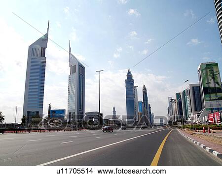 Picture - Dubai, sheikh, zayed, road, clear, sky, driving. Fotosearch