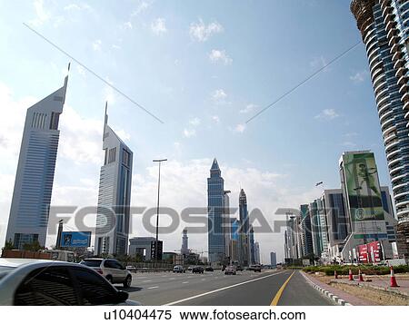 Dubai, sheikh, zayed, road, clear, sky, driving View Large Photo Image Stock Photography - Dubai, sheikh, zayed, road, clear, sky, driving. Fotosearch