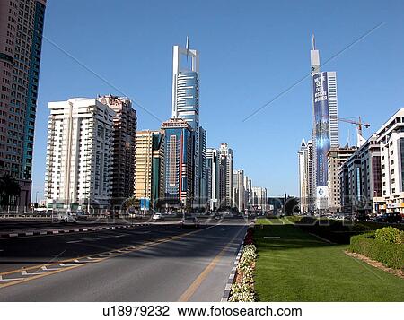 dubai, sheikh, zayed, road, erly, morning, shadows View Large Photo Image Stock Image - dubai, sheikh, zayed, road, erly, morning, shadows. Fotosearch