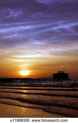 Stock Image - sunset, sunrise, rise, dubai, 360, jumeirah, beach. Fotosearch