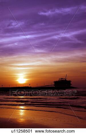 Stock Image - sunset, sunrise, rise, jumeirah, beach, 360, dubai. Fotosearch