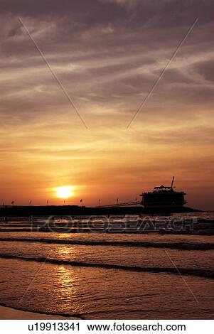 Stock Image - sunset, sunrise, rise, jumeirah, beach, 360, dubai. Fotosearch