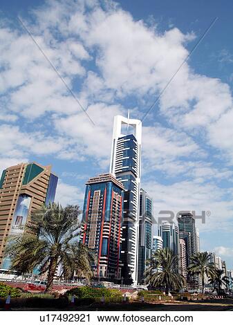 Stock Image - Dubai, sheikh, zayed, road, towers, sky, scrapper. Fotosearch