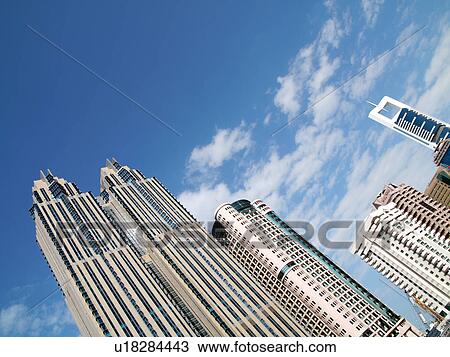 Stock Image - Dubai, sheikh, zayed, road, towers, sky, scrapper. Fotosearch