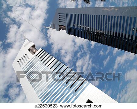 Stock Image - Dubai, sheikh, zayed, road, towers, sky, scrapper. Fotosearch