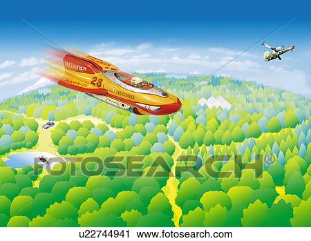 Toy, Airplane in the Future, Side View View Large Illustration Clip Art - Toy, Airplane in the Future, Side View. Fotosearch