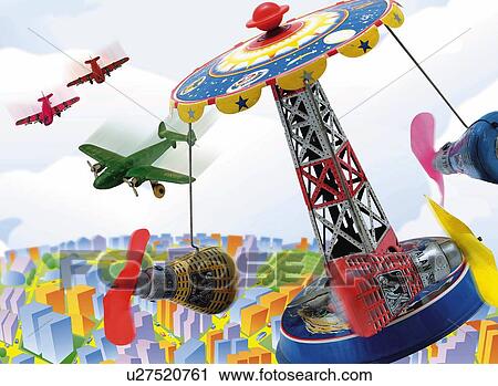 Toy, Amusement Park View Large Illustration Clip Art - Toy, Amusement Park. Fotosearch