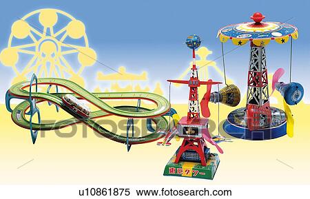 Toy, Amusement Park, High Angle View View Large Illustration Stock Illustration - Toy, Amusement Park, High Angle View. Fotosearch