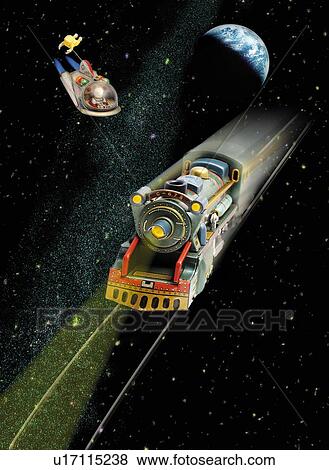 Toy Doll, Galaxy Railroad, High Angle View, Blurred Motion View Large Illustration Stock Illustration - Toy Doll, Galaxy Railroad, High Angle View, Blurred Motion. Fotosearch