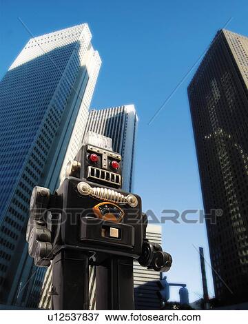 Toy Doll, Robot and High Building, Low Angle View View Large Illustration Stock Illustration - Toy Doll, Robot and High Building, Low Angle View. Fotosearch