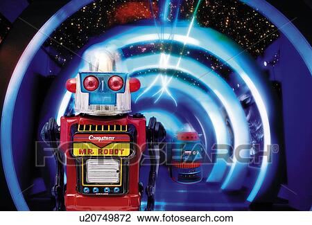 Toy Doll, Robot, Front View View Large Illustration Drawing - Toy Doll, Robot, Front View. Fotosearch