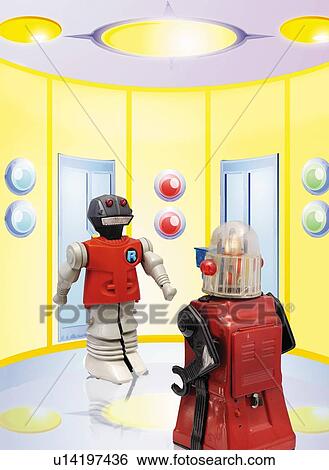 Stock Illustration - Toy Doll, Robots, Front View, Rear View. Fotosearch