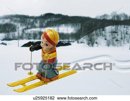 Toy Doll, Ski, Side View View Large Illustration Drawing - Toy Doll, Ski, Side View. Fotosearch
